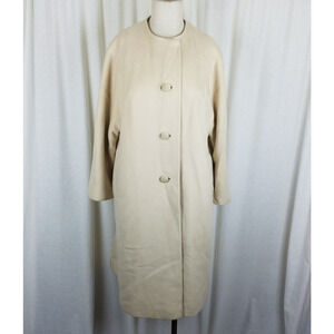 Vintage Cashmere Mink 50s 60s Jackie O Mod MCM Wool Collarless Peacoat Womens 12